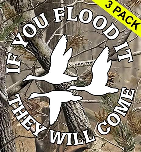 Vinilne naljepnice Ako poplavite itthey doći će patke guske vodene ptice lov na velike 3 pakete naljepnice naljepnice za automobile