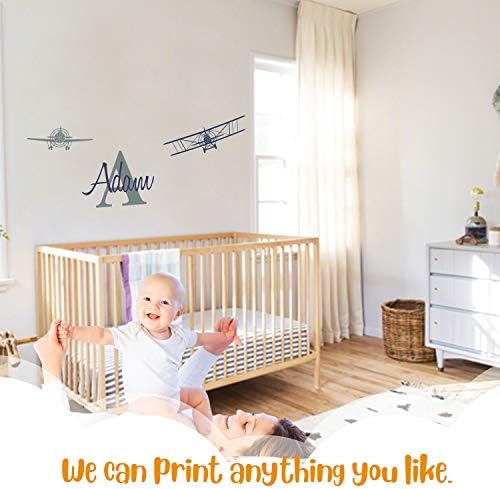 Prilagođeni naziv i početno sa slatkim avionima - Aeronautical Series - Baby Boy - Zidna naljepnica za djecu za djecu u spavaćoj sobi