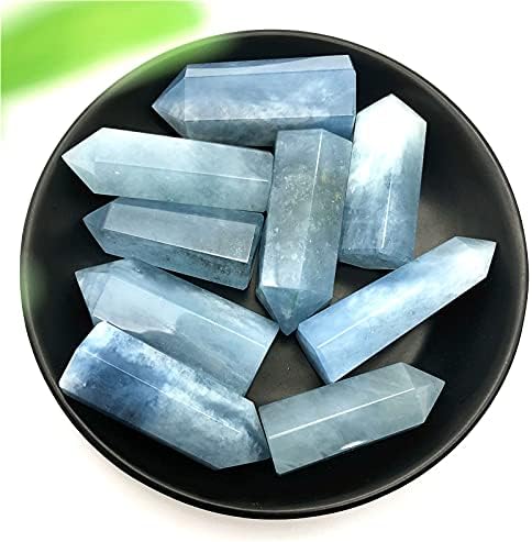 Binnanfang AC216 4PC Natural Blue Aquamarine Quartz Crystal Point Tower Chakra Hekra Healing Gemstone Decor Decor Natural Stones and