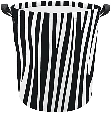 Foduoduo košarica za pranje rublja Crna i bijela zebra pruga za pranje rublja s ručkama sa sklonim šargara prljava odjeća torba za
