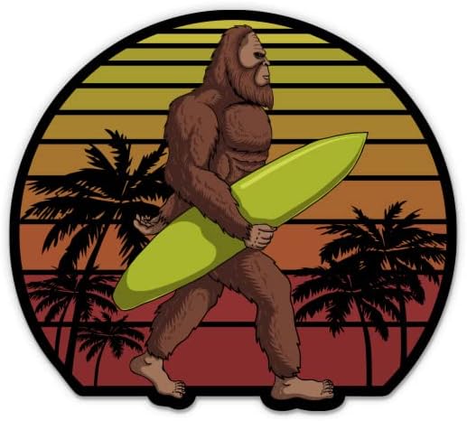 Naljepnica za surfanje Bigfoot - naljepnica za prijenosno računalo - vodootporni vinil za automobil, telefon, boca s vodom - smiješna