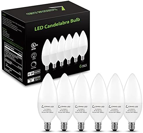 60-vatna LED lampa od kandelabra od 6 vata, 6-vatna žarulja sa žarnom niti, 3000K mekana bijela, 550k stropne lampe za luster, 550