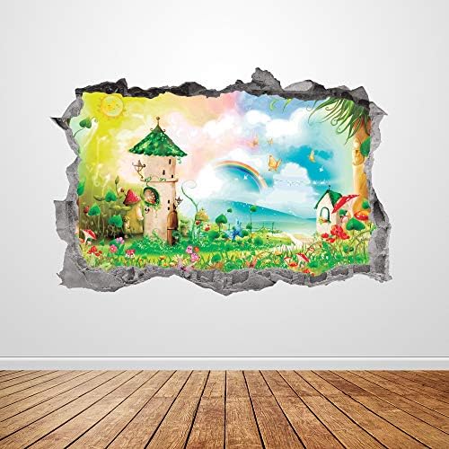 Magic World Wall Decal umjetnost razbijena 3D grafička fantazija princeza šuma zidna naljepnica mural plakat za djecu djevojke dekor
