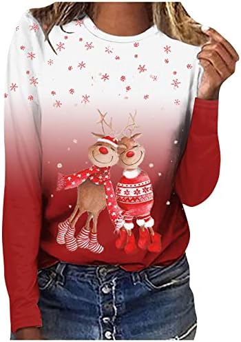 Shusuen Žene moda labava znoj božićni print jesen/zima okrugli vratni vrhovi ležerna udobna puloverska dukserica