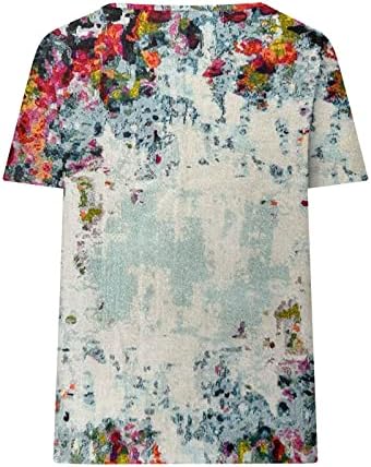 Ženske ljetne majice vrhovi trendovska flare kratkih rukava Odjeljna casual boho cvjetna košulja gumb za V-izrez majice