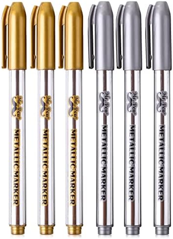 Gospodin Pen-metalik oznake boja, 6 pakiranja, srebro i zlato, oznaka srebrne boje, zlatna olovka za tintu, srebrna olovka, srebrni