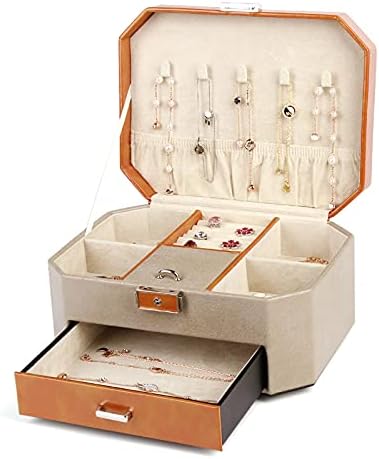 Kutija za skladištenje nakita 2 razina Velikog kapaciteta Antički stil kutija za nakit PU Organizator nakita s zaključavanjem parfema