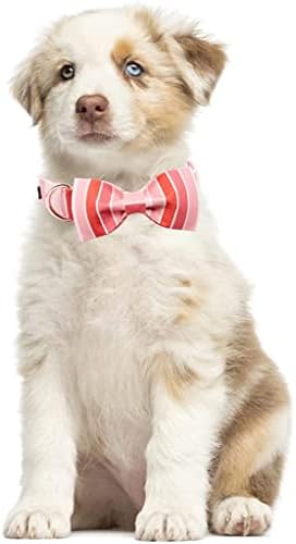 Hfdgdfk Valentine crvena ružičasta ovratnik za pse s kravatom za kućne ljubimce za veliki srednji mali pas