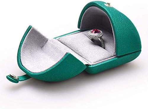OIRLV Premium zelena kožna kutija za prsten s dvostrukim otvorenim dizajnom Top Top Microfiber Interijevi poklon kutije za žene, djevojke