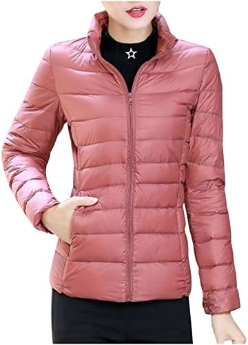 Ženska klasična lagana jakna od puhara s dugim rukavima puni patentni zatvarač vodootporni kaput s džepovima