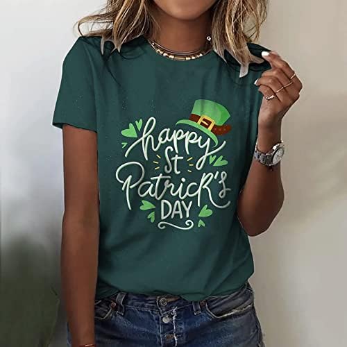 Tunika vrhovi za žene trendi St. Patrick's Day Print Dressy Tee Majica O-Neck kratki rukavi labavi fit casual majica