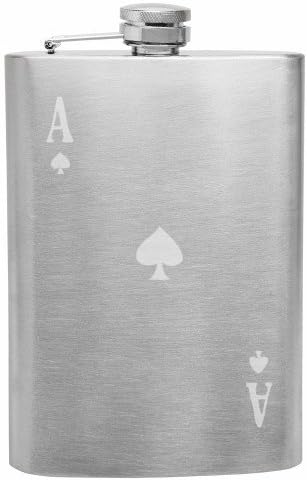 Poker kartica ACE pik, ugravirana tikvica od 8 unci
