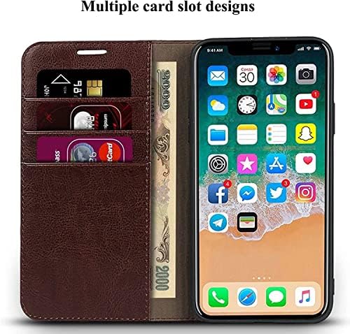 Torbica-novčanik TEYSHA za iPhone 13 Mini /13/13 Pro/13 Pro Max, sigurnosni flip torbica od prave kože s pretincima za kartice TPU