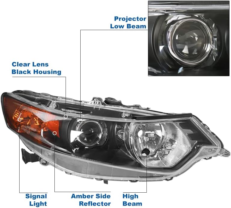 Prednja svjetla projektora Crna prednja svjetla s plavim LED prednjim svjetlima od 6,25 za izdanje iz 2009-2014