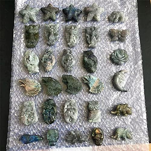 KKSI Healing Meditacija Lijepa kristalna rezbarija Prirodna ručno isklesana labradoritska kamena sova Dinosaur Ogrlica modni nakit
