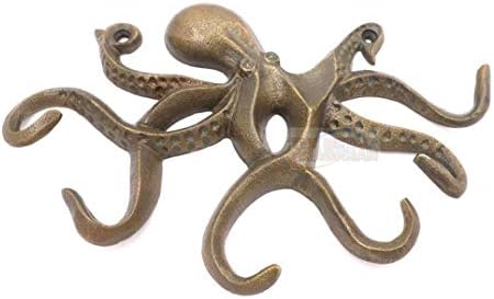 Kuka za kuku za plivanje Octopus Antikni izgled/antički mesing/vintage kuka/morska tema Kuka/obalna kuka i plivanje hobotopus ključ