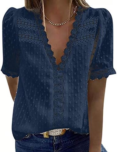 Ženski vrhovi Elegantni casual, ženski vrhovi kratkih rukava 2023 ljetne majice s izrezom u obliku slova u, široke bluze, elegantne