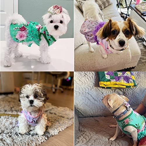 Cusozwo mala pseća odjeća - 2 pakiranja slatka cvjetna haljina za pse za male pse, štene, mačke - proljetni elegantni cvjetni uzorak