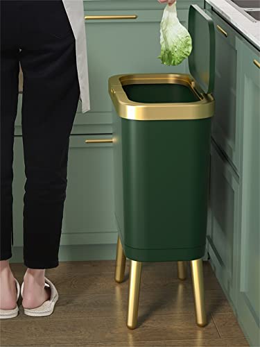 15-litarska zlatna kuhinjska i kupaonska kanta za smeće četveronožna plastična uska kanta za smeće s visokom nogom i poklopcem
