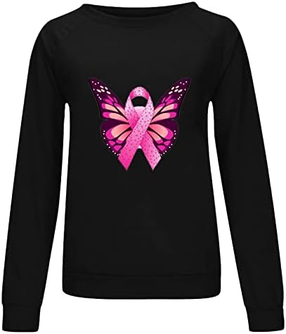 Svjesnost o raku dojke, dukserice, slatke majice za tisak leptira s leptirima dugih rukava.