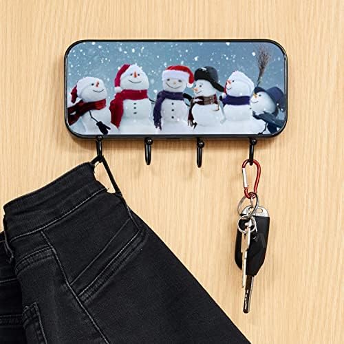 Vioqxi božićna zimska snježna zidna stalak za kaput s 4 kuke, samo -ljepljive kuke za odjeću za viseće kapute, ključeve, ručnike, torbu,