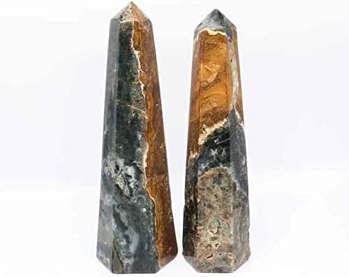TFECOM Kristal grubo 1pc 500G-1600G Natural Ocean Jasper Tower Wand Točka Kristalni kamen Poklon za ukras pogodan za kućne kristale