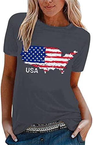 Wocachi majice s kratkim rukavima za žene 2023. Ljeto 4. srpnja Dan neovisnosti Topss American Flag zvijezde Stripe bluze