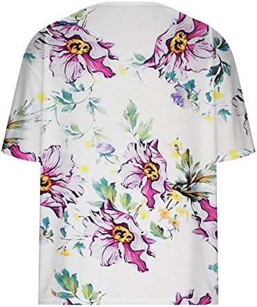 Gornja košulja za ženske pamučne kratke rukave pamuk vneck cvjetni grafički labavi fit Preveliki opušteni fit lounge vrh na