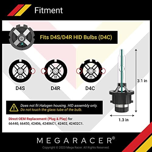 Mega Racer D4S HID žarulja 10000K tamnoplava svjetla D4S/D4R Xenon žarulje za zamjenske žarulje s visokim snopom niske grede, 35W metalni