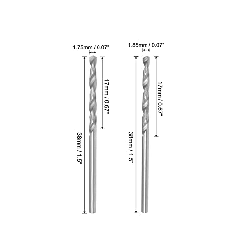 UXCell 1,75 mm i 1,85 mm čvrsti karabidni kruti za bušilice Ravni sječ za tvrdi čelik od nehrđajućeg čelika, otvrdnut na 50 HRC, 2PCS