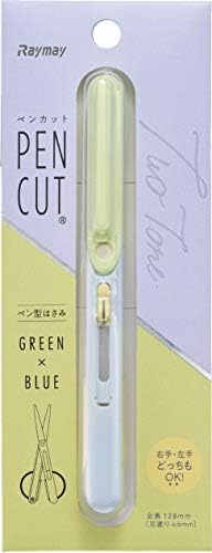 Raymay Fujii SH706M škare, rez olovke, kompaktne, prijenosne škare, lijeva ruka, kompatibilna s lijevom rukom, zelena x plava