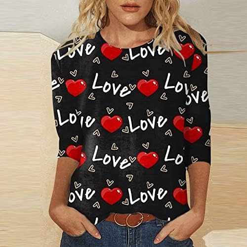 JJHAEVDY Valentinovo duksevi za žene Happy Valentinovo Majice Grafičke pulovere casual vrhovi pulover