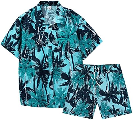 Stoota muški havajski tracksuit, ležerni gumb s kratkim rukavima Down i kratka 2 -komadna odjeća za odmor sets Sets Beach Suits
