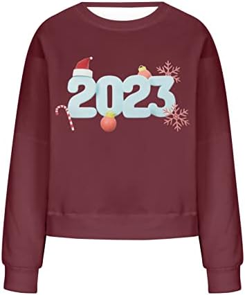2023 Modni vrhovi za žene Slatke predimenzionirane dukseve majice za pulover dugih rukava labava nova godina bluza