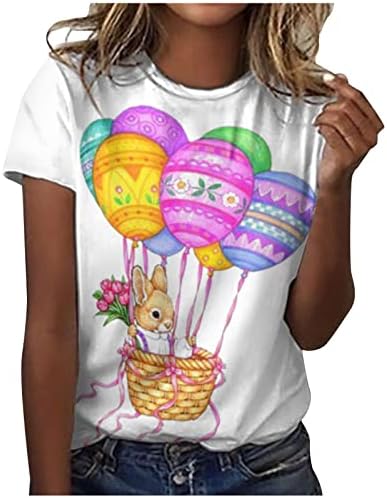 Slatka zečja grafička majica za žene modno ljeto casual crewneck Uskrsne košulje kratkih rukava vrh
