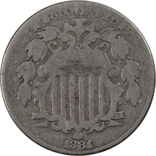 1881. Shield Nickel 5 Cent Piece G Good 5c Us Type Coin Sku: i3762