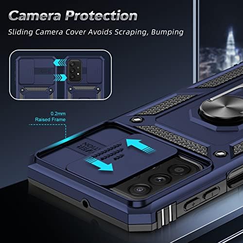 LEYI za Samsung A23 5G futrola, futrola Galaxy A23 s poklopcem kliznih kamera + [2 pakiranje] Zaštitni zaštitnik od kaljenog stakla,