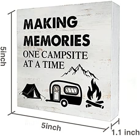 Izrada sjećanja jedan kamp za kampiranje drvena kutija s izrekom dekor stol dekor 5 x 5 inča RV kamper za putnički prikolica kutija