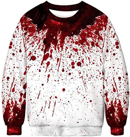 Annhoo White Juniors Holiday Halloween Lounge kapuljača Dugi rukavi kapuljača Vanjska odjeća Twimheirt Crew Neck Blood Graphic Ed Hood