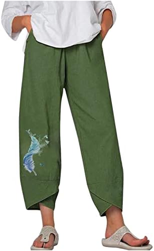 Amikadom Ravna ležaljka za noge za dame jesenske ljetne posteljine grafičke labave hlače Teen Girl 2023 Odjeća JB
