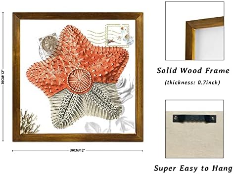 Luckluccy Vintage Nautical Starfish drveni znakovi cvjetni pečat drvena ploča Ocean Park Kršćanski zid dekor Vintage Wood Tiskani natpis