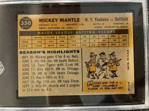 1960 Topps 350 Mickey Mantle New York Yankees bejzbol kartice SGC 4 VG/EX - BASEBALE KARTICE