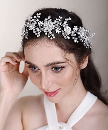 Naknade vjenčanje vjenčanje rhinestone cvijet za kosu mladenkina loza duga Perla kristalna traka za glavu Moda cvijet za kosu od perli