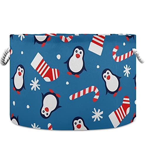 Visesunny Penguin božićna čarapa bombona s snježnom pahuljicom košara za pranje rublja tkanina za odlaganje kante za skladištenje košarice