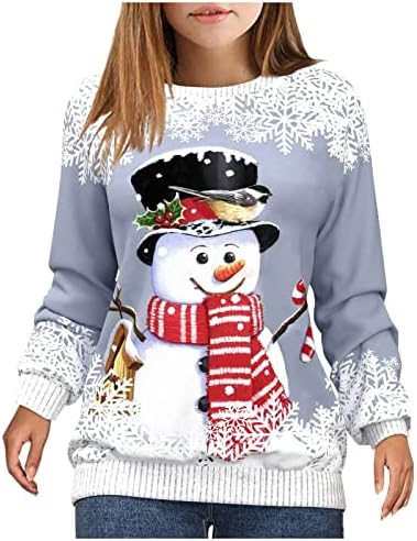 Nokmopo Womens Fall Fashion 2022 džemperi Ženski pulover Top Snowman Print casual Sports 3D Print Active Streetwear bluza