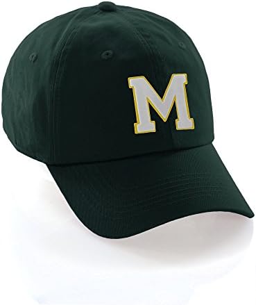 Prilagođeni šešir A do z Početna slova klasična bejzbolska kapa, dk zeleni šešir zlato bijelo
