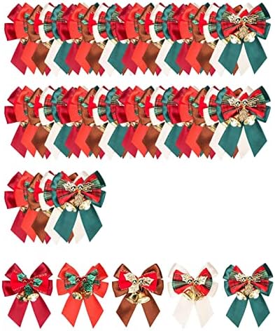 Shamjina 50Peices Uredba luka Sjaj s zvonima Diy Bow kravata ukrasi ukrasni privjesak za božićne drvce Zatvoreni zabava Halloween Božić
