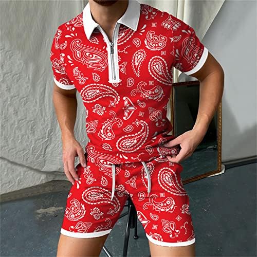 Narhbrg muške 2 -komadne odjeće hipsterski tiskani poštanski poštanski polo majica i kratke hlače Set Sports TrackSuits Casual Sweatsuit