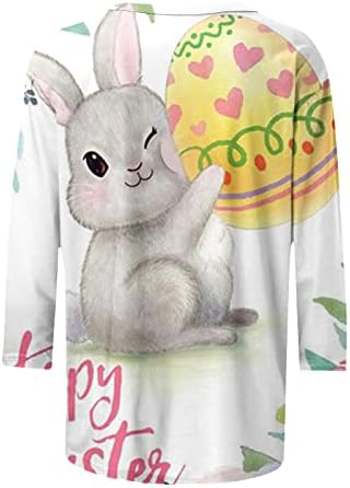 Sretan Uskrs 3/4 majica rukava za žene modni tiskani ležerni majica za majice okrugli vrat ljetni tinejdžeri gornji pulovers