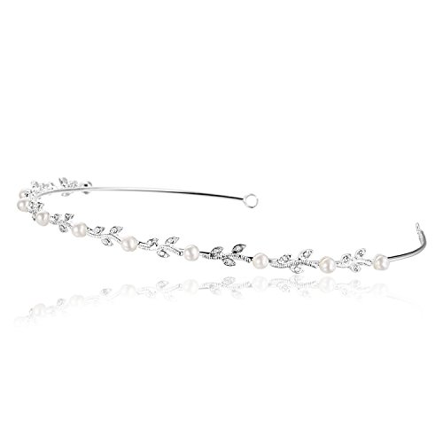 Fleksibilna elegantna tijara za glavu od vinove loze sa srebrnim umjetnim biserima 9177